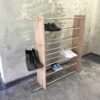 Familien Schuhregal oder der Schuhsüchtige Regal-Light-oak